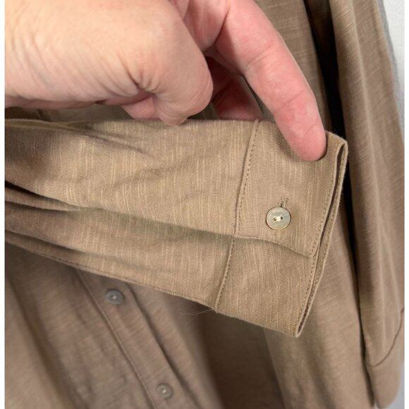 J.Jill Womens Brown Button Down Cotton Tunic Top Size SP Neutral Minimalist - Picture 9 of 12